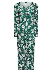 M&Co Green Gathered V-Neck Midi Dress - Image 5 of 5