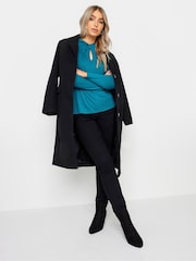 M&Co Blue Twist Neck Keyhole Long Sleeve Top - Image 3 of 4