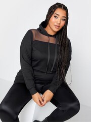 Yours Curve Black Mesh Panel Sweatshirt - Image 1 of 4