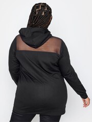 Yours Curve Black Mesh Panel Sweatshirt - Image 2 of 4