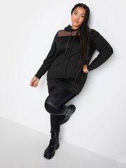 Yours Curve Black Mesh Panel Sweatshirt - Image 3 of 4