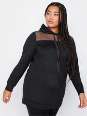 Yours Curve Black Mesh Panel Sweatshirt - Image 4 of 4