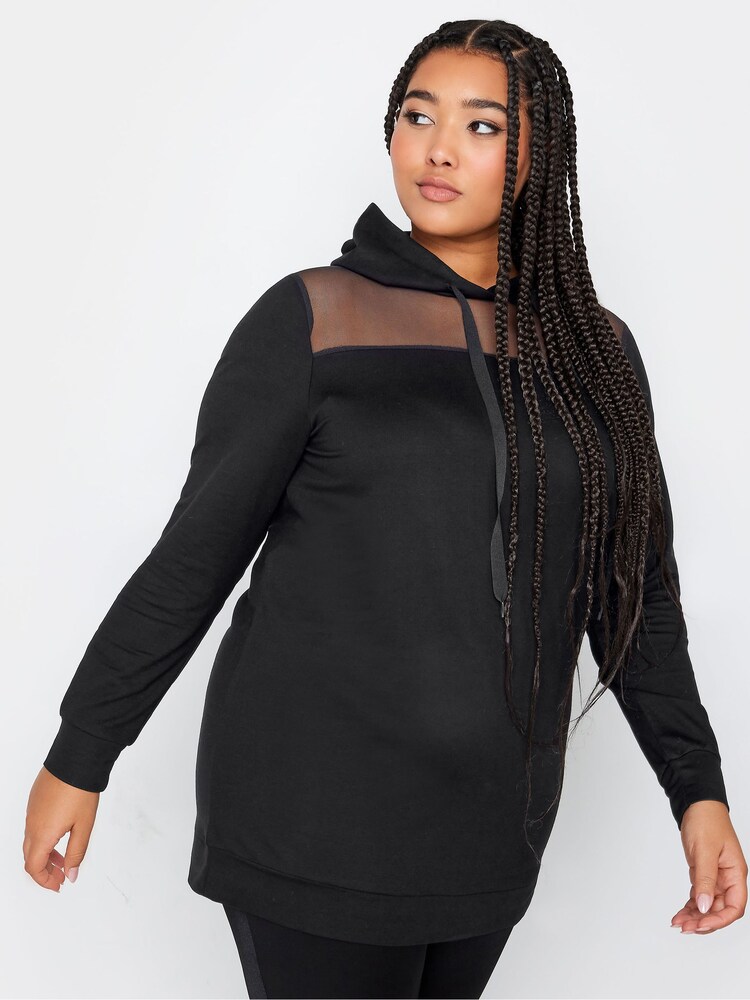 Yours Curve Black Mesh Panel Sweatshirt - Image 4 of 4