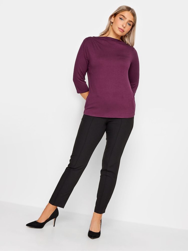M&Co Purple 3/4 Length Sleeve Pleated Neck Top - Image 2 of 4