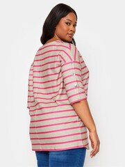 Yours Curve Natural Soft Touch Striped Snap Button Sleeve Jumper - Image 2 of 4