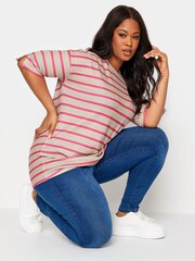 Yours Curve Natural Soft Touch Striped Snap Button Sleeve Jumper - Image 3 of 4