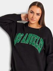 Yours Curve Black Embroidered Slogan Sweatshirt - Image 4 of 4