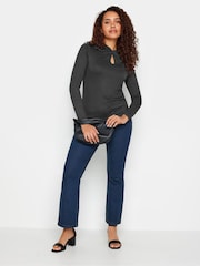M&Co Black Twist Neck Keyhole Long Sleeve Top - Image 2 of 4