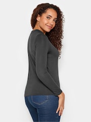 M&Co Black Twist Neck Keyhole Long Sleeve Top - Image 3 of 4