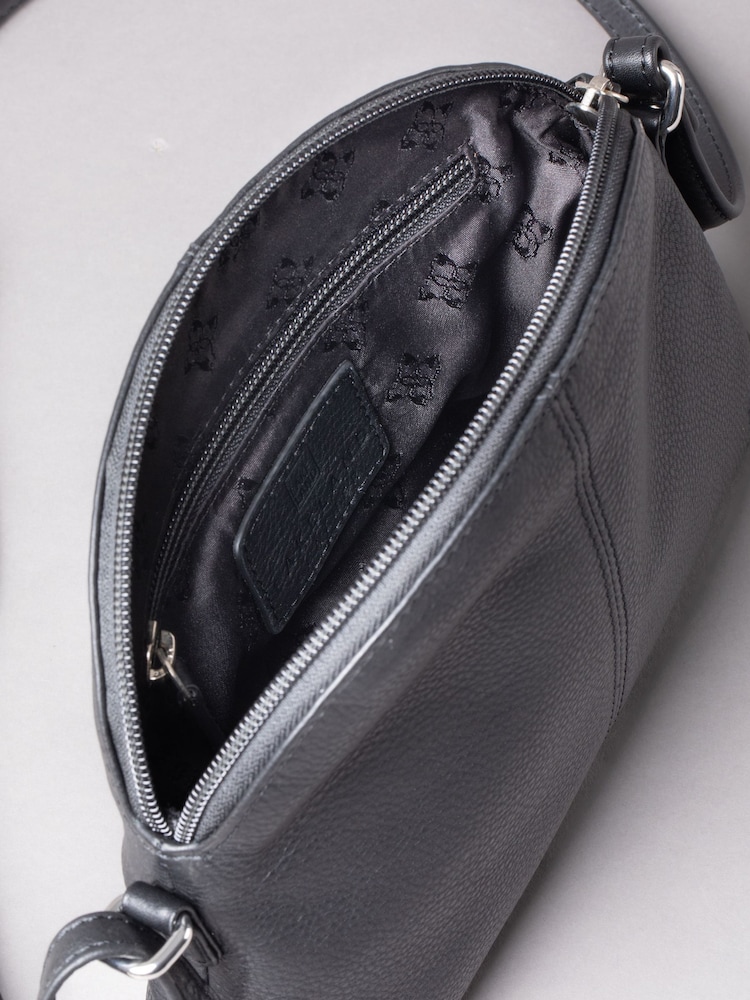 Lakeland Leather Black Elterwater Curved Cross-Body Bag - Image 4 of 6