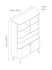 Pacific Dark Ash Retro Wood 2 Door and 6 Niche Shelf Unit - Image 3 of 7