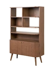 Pacific Dark Ash Retro Wood 2 Door and 6 Niche Shelf Unit - Image 5 of 7