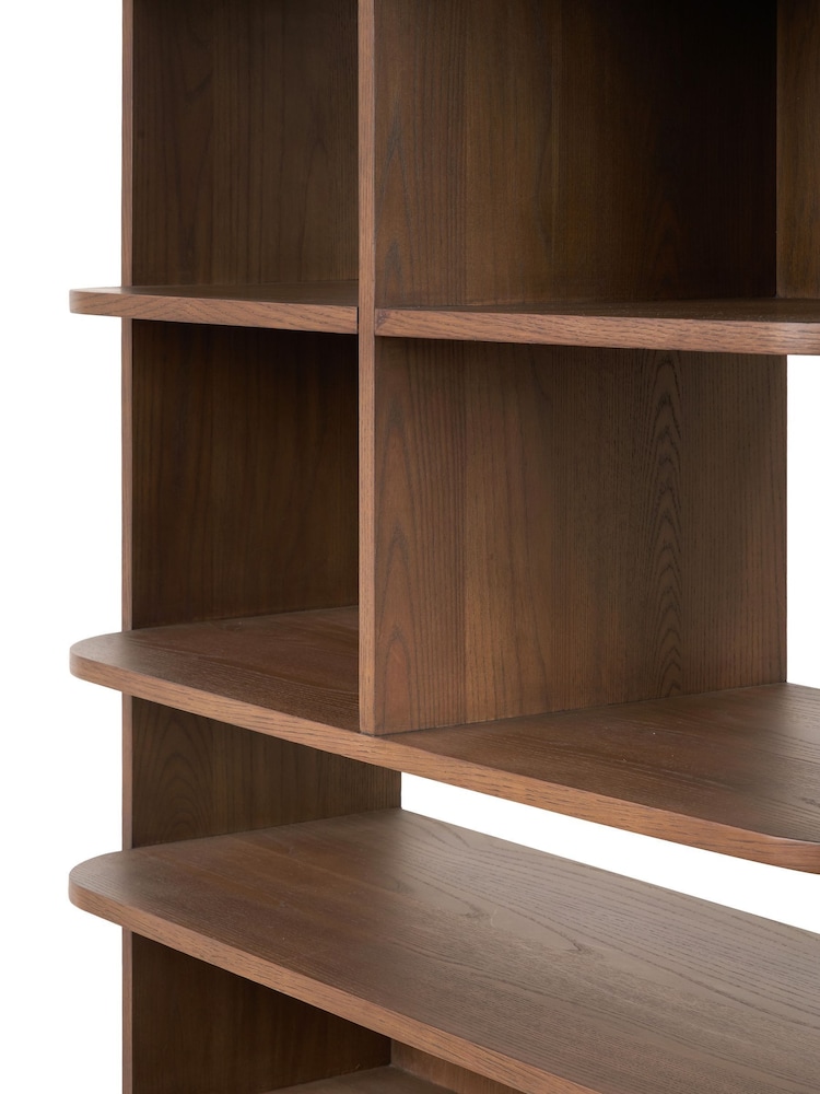 Pacific Dark Ash Retro Wood 2 Door and 6 Niche Shelf Unit - Image 7 of 7