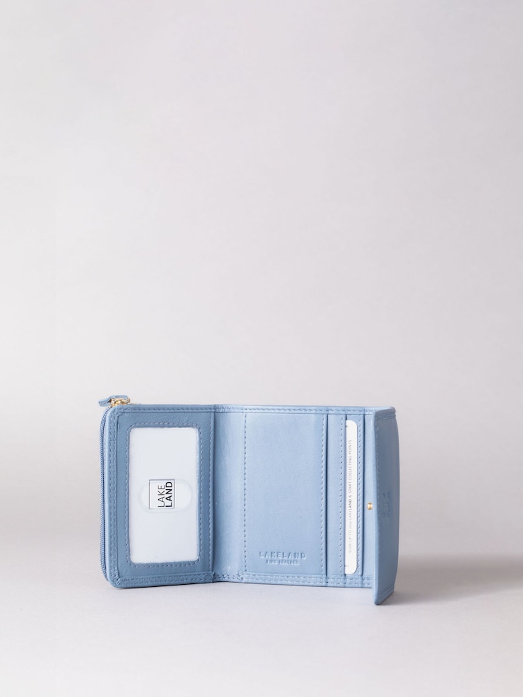 Lakeland Leather Sky Blue Small Flapover Purse - Image 3 of 4