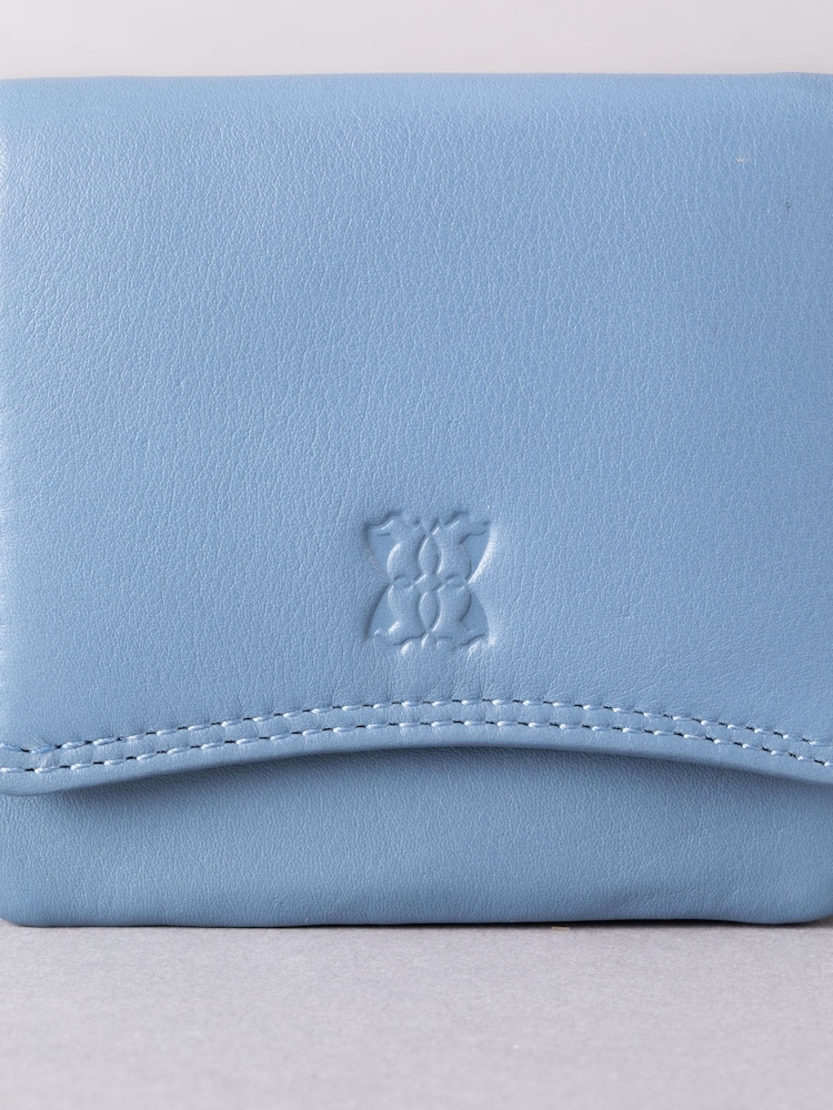 Lakeland Leather Sky Blue Small Flapover Purse - Image 4 of 4