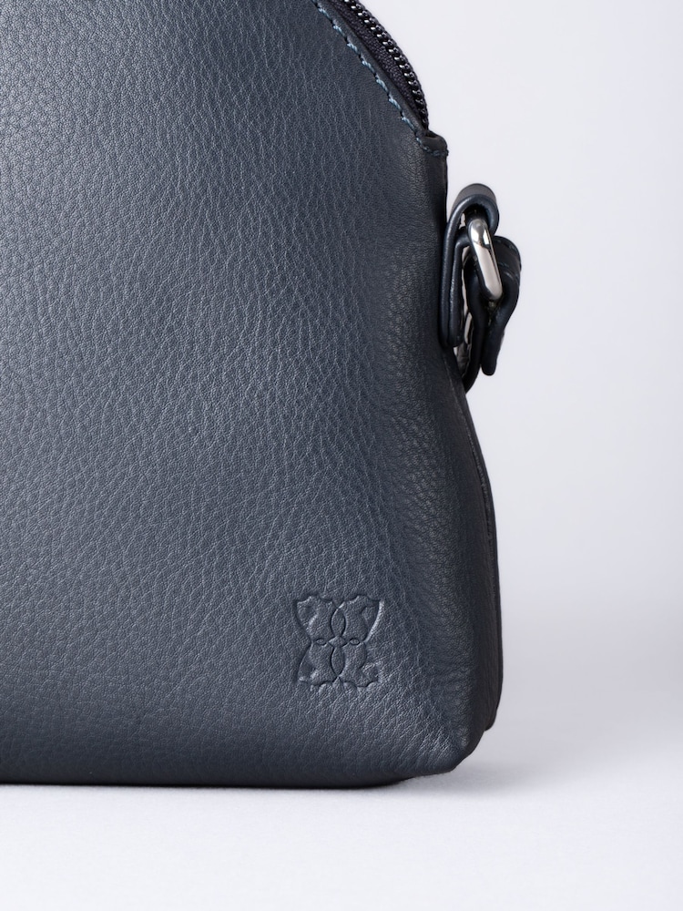 Lakeland Leather Blue Elterwater Curved Cross-Body Bag - Image 3 of 6