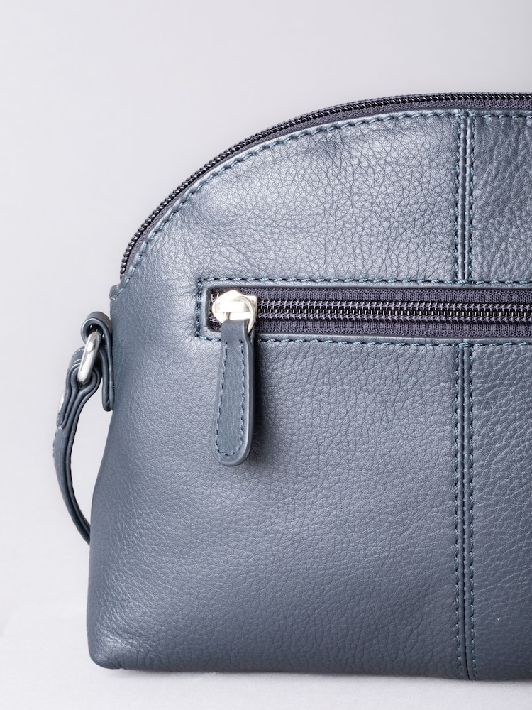 Lakeland Leather Blue Elterwater Curved Cross-Body Bag - Image 4 of 6