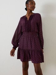 FatFace Purple Belle Metallic Dress - Image 1 of 5