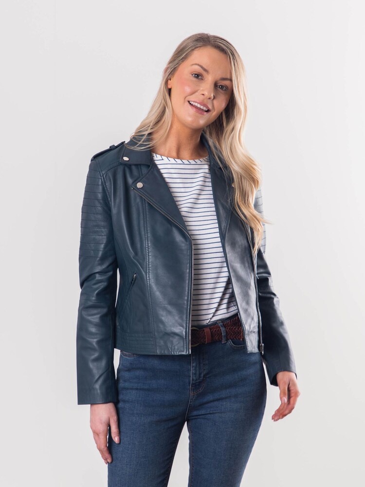 Lakeland Leather Navy Esthwaite Classic Leather Biker Jacket - Image 1 of 9