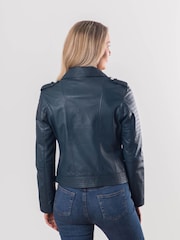Lakeland Leather Navy Esthwaite Classic Leather Biker Jacket - Image 4 of 9