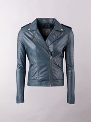 Lakeland Leather Navy Esthwaite Classic Leather Biker Jacket - Image 8 of 9