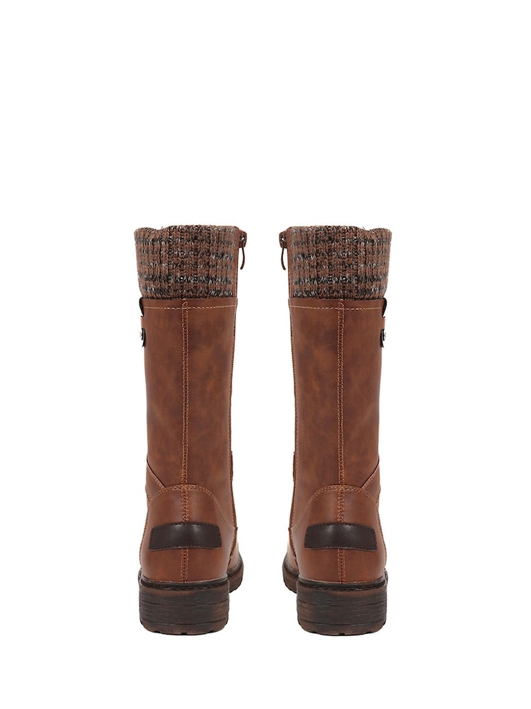 Pavers Brown Lace Up Calf Boots - Image 3 of 5