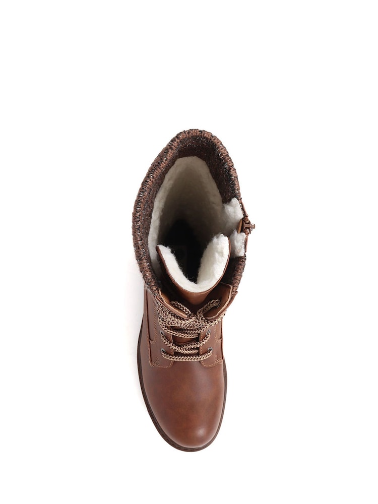 Pavers Brown Lace Up Calf Boots - Image 4 of 5