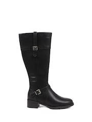 Pavers Black Knee High Buckle Detail Boots - Image 1 of 5