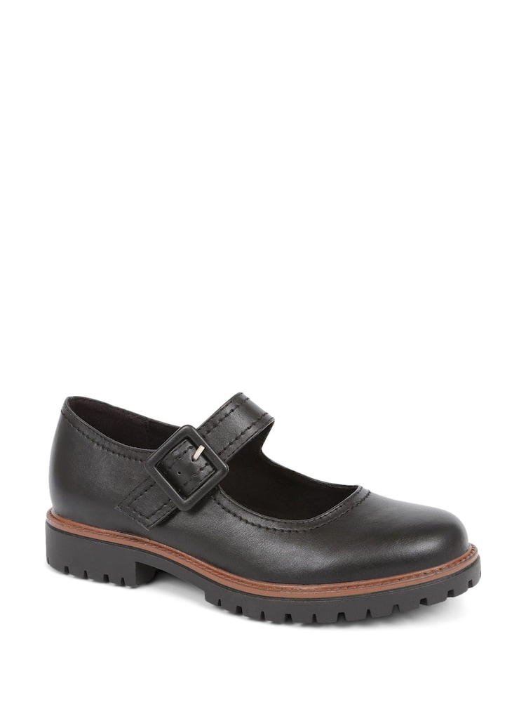 Plain Black - Pavers Mary Jane Buckle Shoes with Chunky Sole - Image 2 of 5 Plain Black - Pavers Mary Jane Buckle Shoes with Chunky Sole - Image 2 of 5