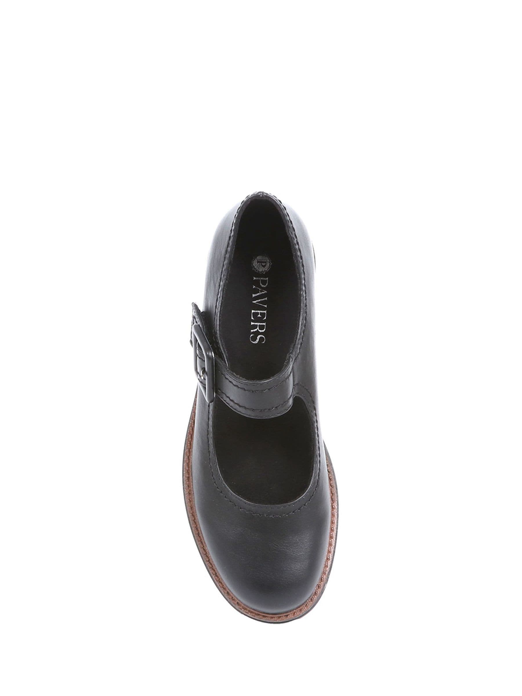 Buy Pavers Plain Black Mary Jane Buckle Shoes with Chunky Sole