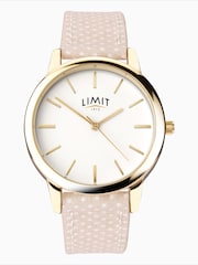 Limit Nude 30mm Round Gold Analogue Watch with Beige Strap - Image 1 of 4