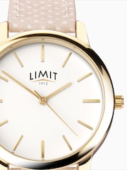 Limit Nude 30mm Round Gold Analogue Watch with Beige Strap - Image 4 of 4