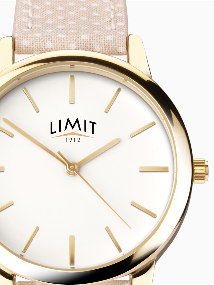 Limit Nude 30mm Round Gold Analogue Watch with Beige Strap - Image 4 of 4