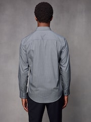 Navy Blue/White Geometric Printed 100% Cotton Formal Single Cuff Shirt - Image 3 of 12