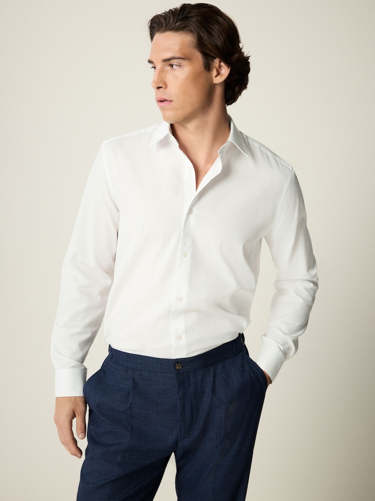 White Regular Fit Trimmed Formal Long Sleeve Shirt - Image 1 of 9