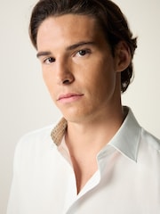 White Regular Fit Trimmed Formal Long Sleeve Shirt - Image 4 of 9