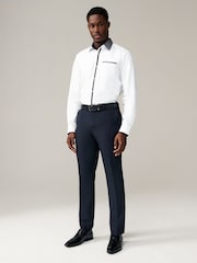 White Regular Fit Trimmed Formal 100% Cotton Oxford Shirt - Image 2 of 6