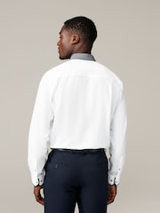 White Regular Fit Trimmed Formal 100% Cotton Oxford Shirt - Image 3 of 6