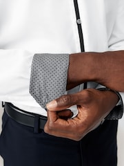 White Regular Fit Trimmed Formal 100% Cotton Oxford Shirt - Image 6 of 6