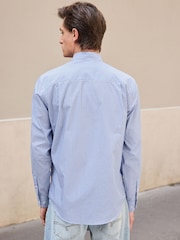 Blue/White 100% Cotton Long Sleeve Single Cuff Striped Shirt - Image 3 of 7
