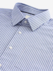 Blue/White 100% Cotton Long Sleeve Single Cuff Striped Shirt - Image 6 of 7