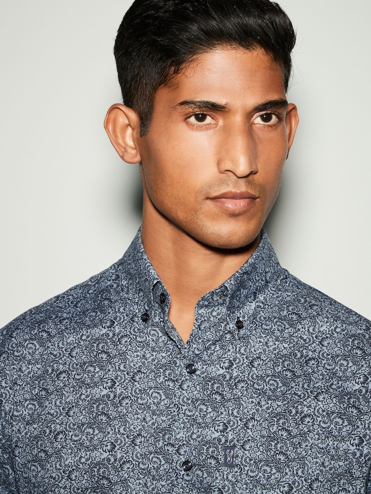 Navy Blue Floral Regular Fit - Image 1 of 5 Navy Blue Floral Regular Fit - Image 1 of 5