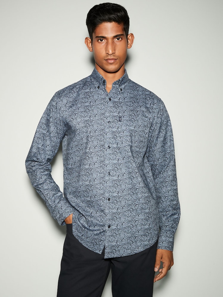Navy Blue Floral Regular Fit - Image 2 of 5