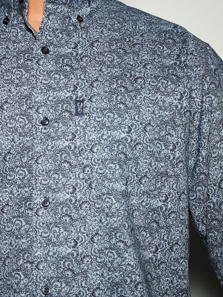 Navy Blue Floral Regular Fit - Image 5 of 5 Navy Blue Floral Regular Fit - Image 5 of 5