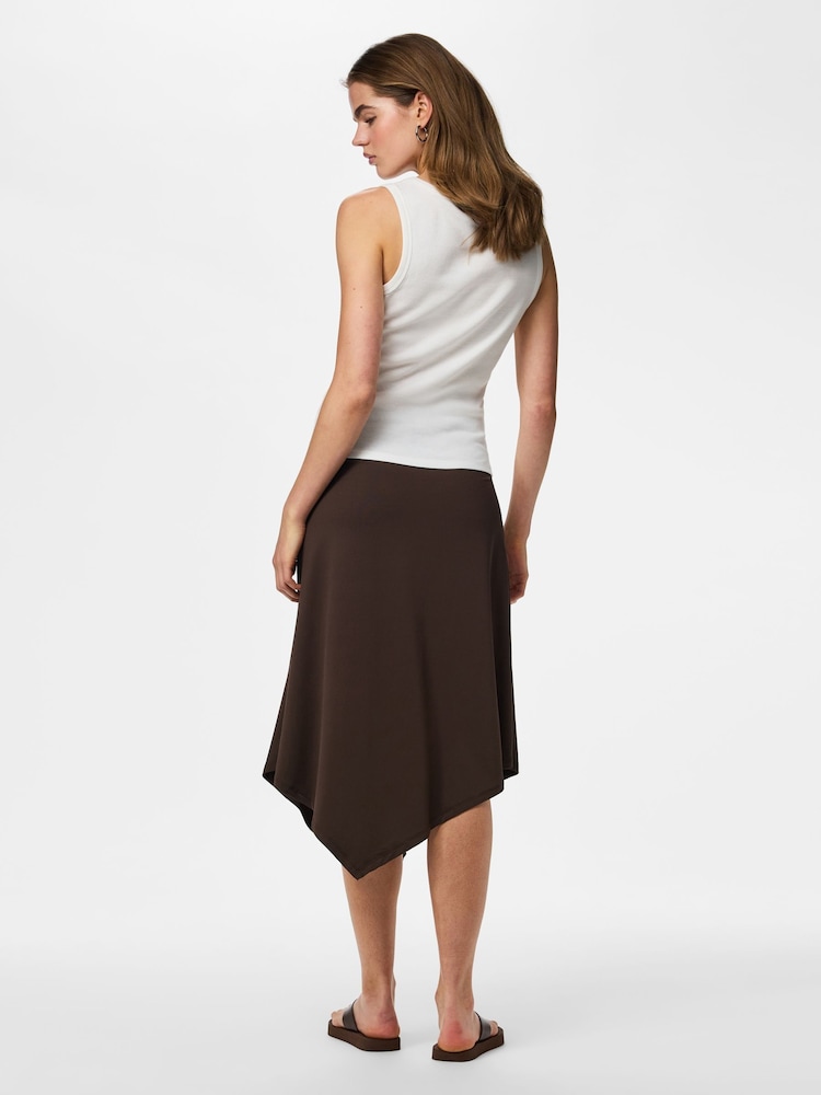 PIECES Brown Midwaist Midi Skirt - Image 2 of 6 PIECES Brown Midwaist Midi Skirt - Image 2 of 6