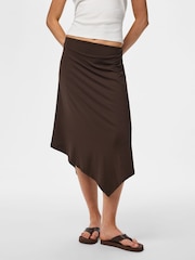 PIECES Brown Midwaist Midi Skirt - Image 3 of 6