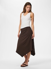 PIECES Brown Midwaist Midi Skirt - Image 5 of 6