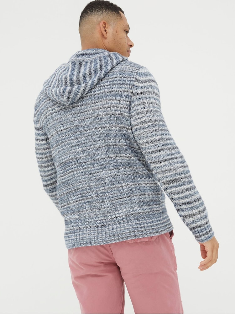 FatFace Blue Trescowe Knitted Hoodie - Image 2 of 5