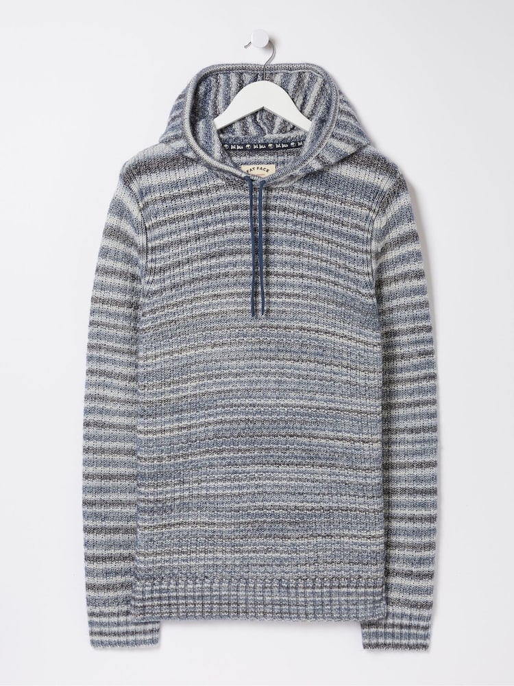 FatFace Blue Trescowe Knitted Hoodie - Image 5 of 5