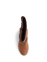 Pavers Brown Casual Buckle Strap Mid-Calf Biker Boots in Black - Image 4 of 5